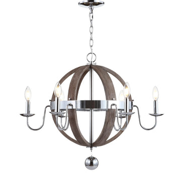 Georgia 30" Wood/Metal Adjustable LED Chandelier - JONATHAN Y